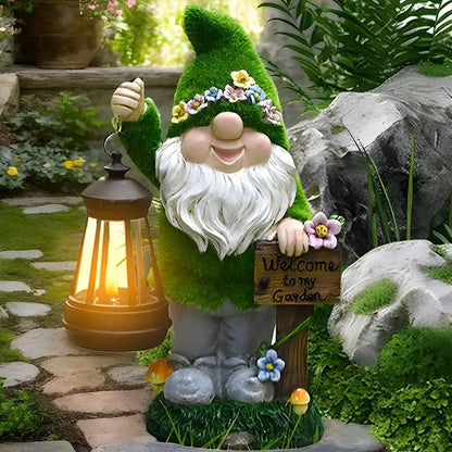 Gnomi da Giardino Solari con Lanterna Statua da Giardino Esterna Tendenza Primavera 2026 Illuminazione a Energia Solare