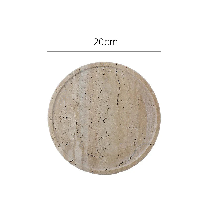 Sminkebakke Travertinsten Minimalistisk Marmor Stil Bakke Beige Organizer Efterår 2025 Sofabord Dekoration Gave