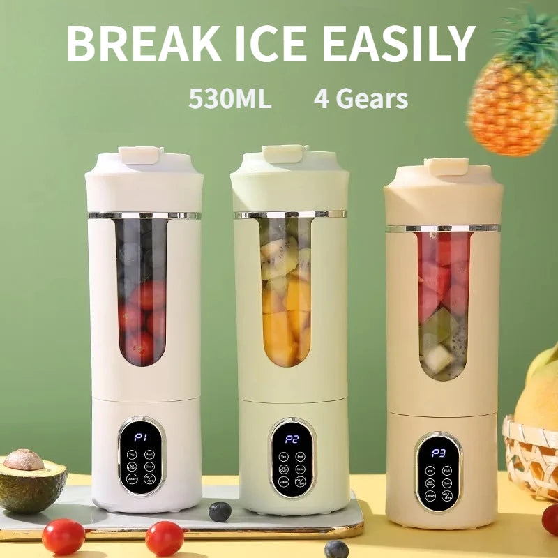 Portable Juicer USB Rechargeable 530ml Personal Blender 12 Blade Ice Crushing 4 Gears 7.4V Viral Trend 2026