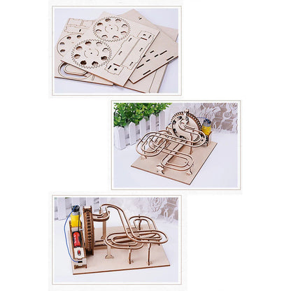 Kit di Puzzle Meccanico 3D in Legno per Corsa di Biglie, Pista a Ingranaggi, Giocattolo STEM, Ritorno a Scuola 2025, Regalo Educativo