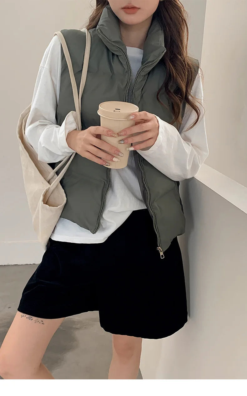 Lightweight Women's Down Vest - Cropped Boxy, Duck Fill