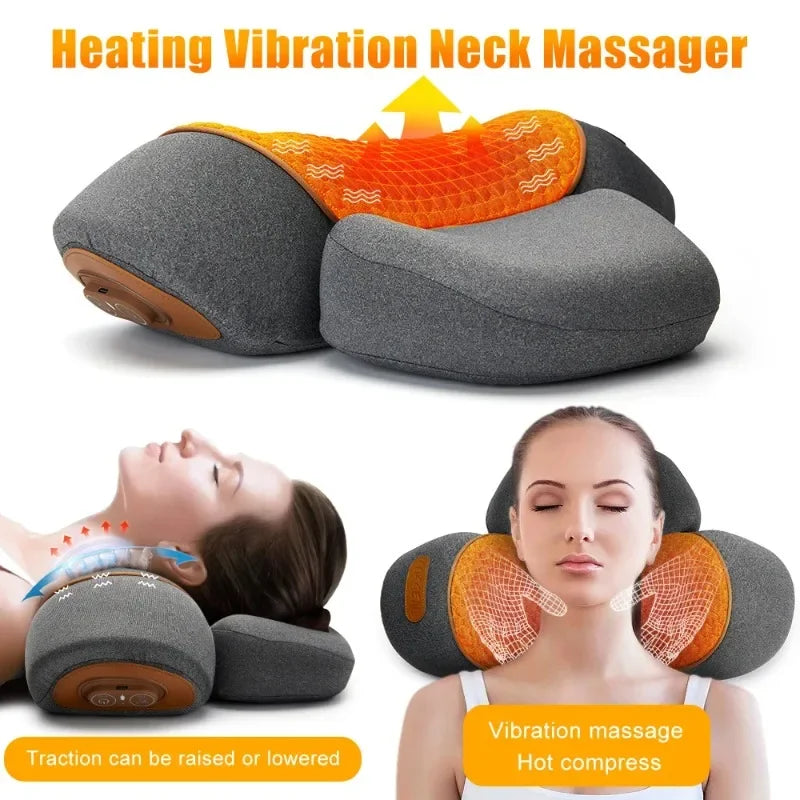 Neck Massager Pillow With Heat And Vibration - Viral Trend Cervical Therapy For Neck And Shoulder Relief, Hot Compress