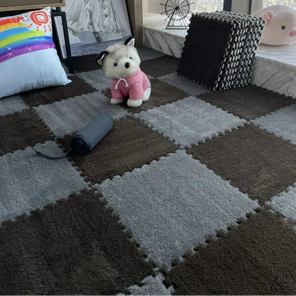 10 Pcs Soft Plush Baby Play Mat - Warm EVA Foam Puzzle Carpet for Children's Room