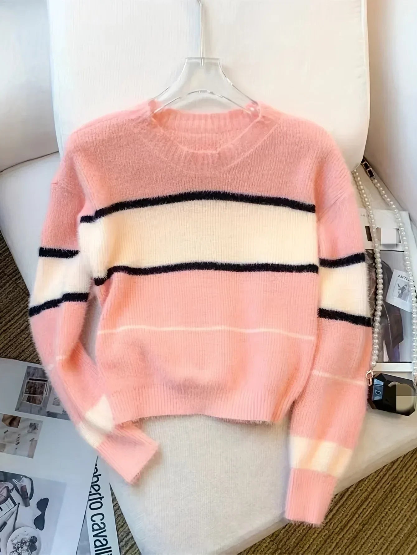 Soft Womens Crewneck Sweater - Boxy Brushed Knit Fall