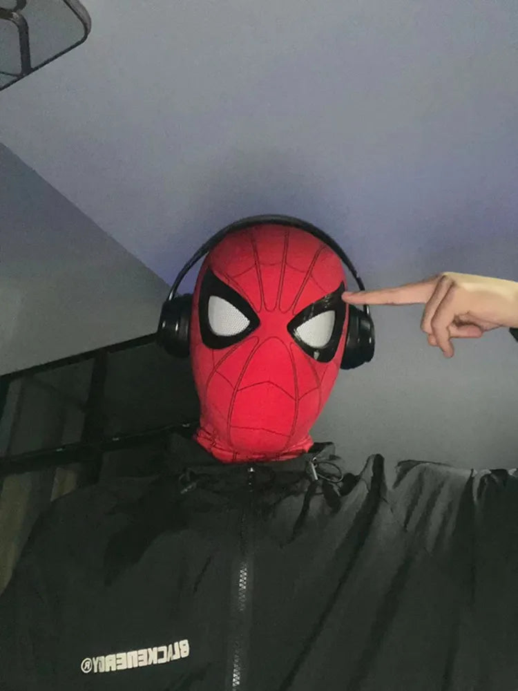 Remote-Controlled Spider-Man LED Cosplay Headgear with Glowing Red and Black Design 2026