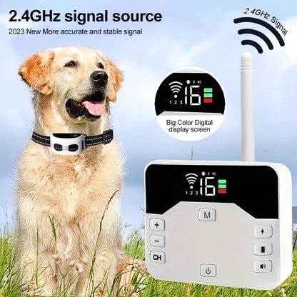 Pets Wireless Electronic Fence - IP65 Waterproof Rechargeable Remote Control Training Collar