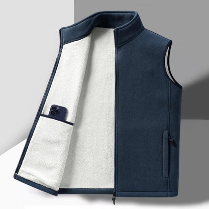 Warm Mens Fleece Vest - Sleeveless, Lamb Fleece, Winter