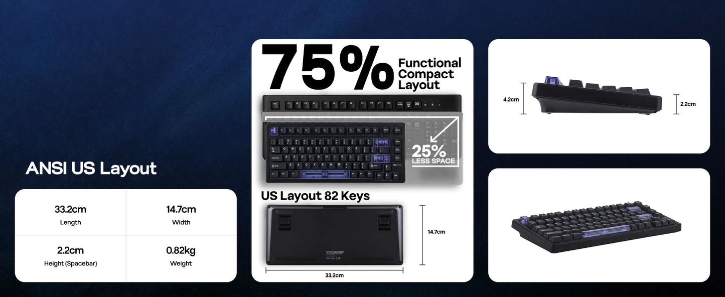 Teclado mecánico 75 por ciento Hot Swap montaje con junta cableado