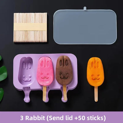 Variant image for Silicone Ice Cream Mold Set with Lids, Fun Shapes Ice Pop Maker for Homemade Treats, Easy Release and Dishwasher Safe-2