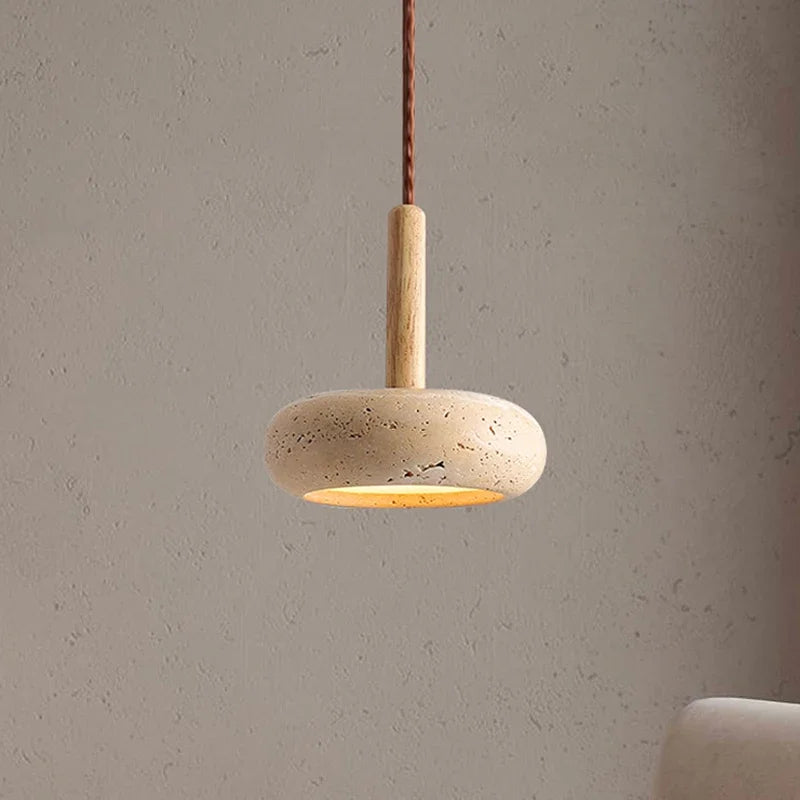 Japandi LED Pendant Lamp Yellow Stone Wabi Sabi Ambient Design