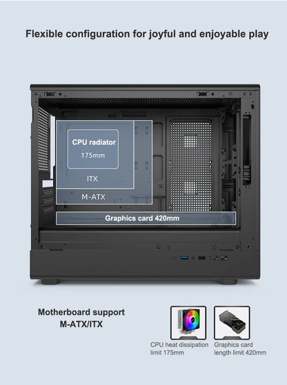 Boîtier PC vertical en verre MicroATX compatible avec radiateur 360mm