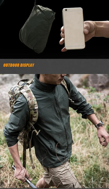 Chaqueta ligera para hombre - Cremallera táctica, poliéster, verano