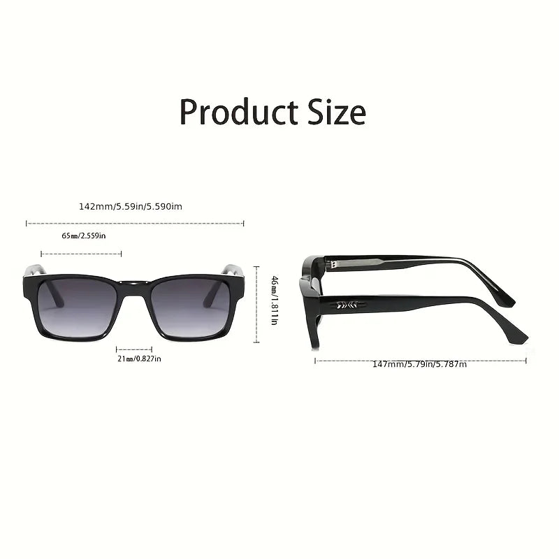 Men's square frame sunglasses UV400 – mirror lens, anti-mist outdoor driving shades, wide coverage