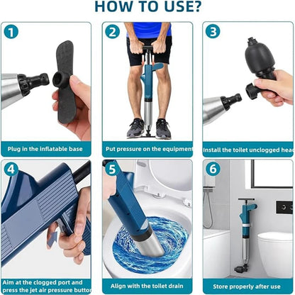 Toilet Plunger Kit Pneumatic Drain Unblocker With High Pressure Blaster Stainless Steel Tools Home DIY 2026