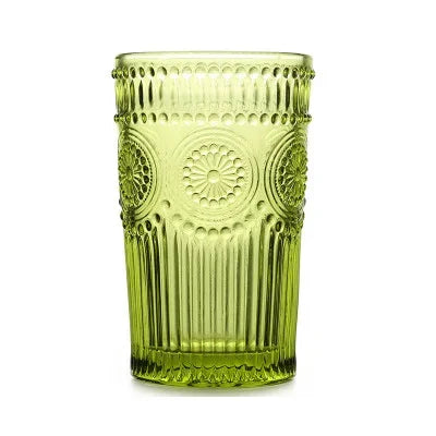 Glass Tumbler 350ml Engraved Sunflower Vintage Drinkware Summer 2025 Tableware Elegant Gift Idea