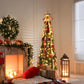 6ft Pre-Lit Pop-Up Christmas Tree with Built-in Lights - Collapsible Pencil-Style Holiday Decor for Effortless Festivity