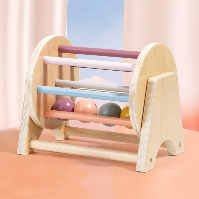 Montessori Wooden Busy Drum Newborn Sensory Toys Learning