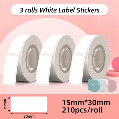 3 Rolls Waterproof Label Paper Printer Stickers, Anti-Oil Tear-Resistant Price Tags, Scratch-Resistant 15x30mm