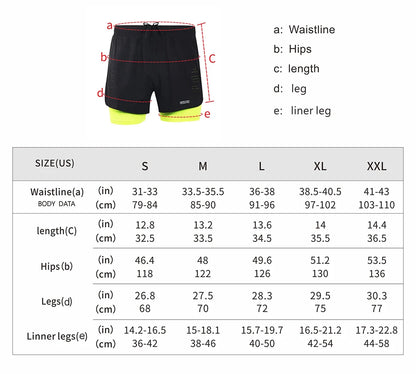 Stretchy men's 2-in-1 running shorts - longer liner, polyester blend, for jogging and gym