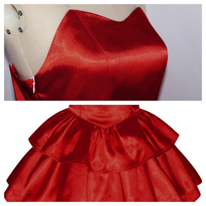 Perfect Blue Mima anime-cosplaykostuum, rode tubetopjurk met haarband, kousen en handschoenen voor vrouwen 2026