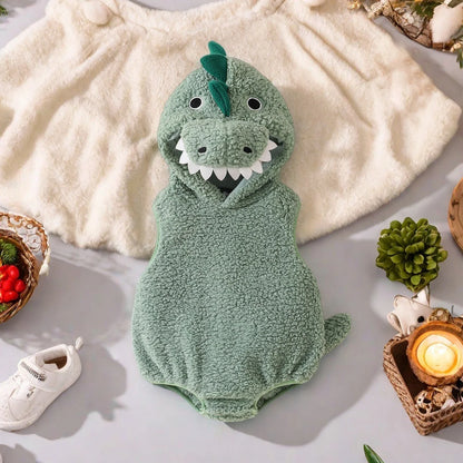 Baby Dinosaur Halloween Romper Plush Hooded Sleeveless