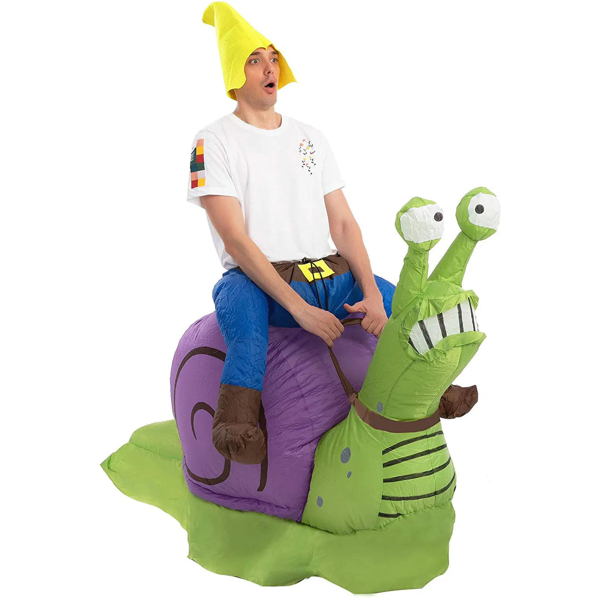 Grappig opblaasbaar bereden slakkenkostuum, dierencosplaypak voor volwassenen en kinderen, Halloween en carnaval 2026