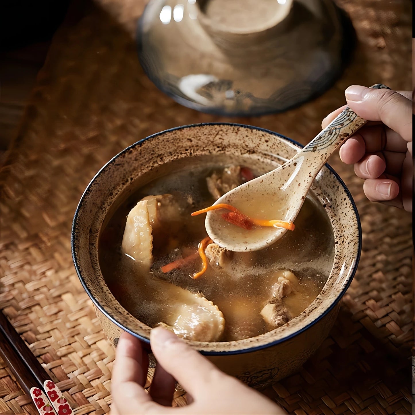 Omedelbar Ramen Skål Med Lock Porslin Stor Kapacitet
