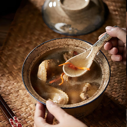 Omedelbar Ramen Skål Med Lock Porslin Stor Kapacitet