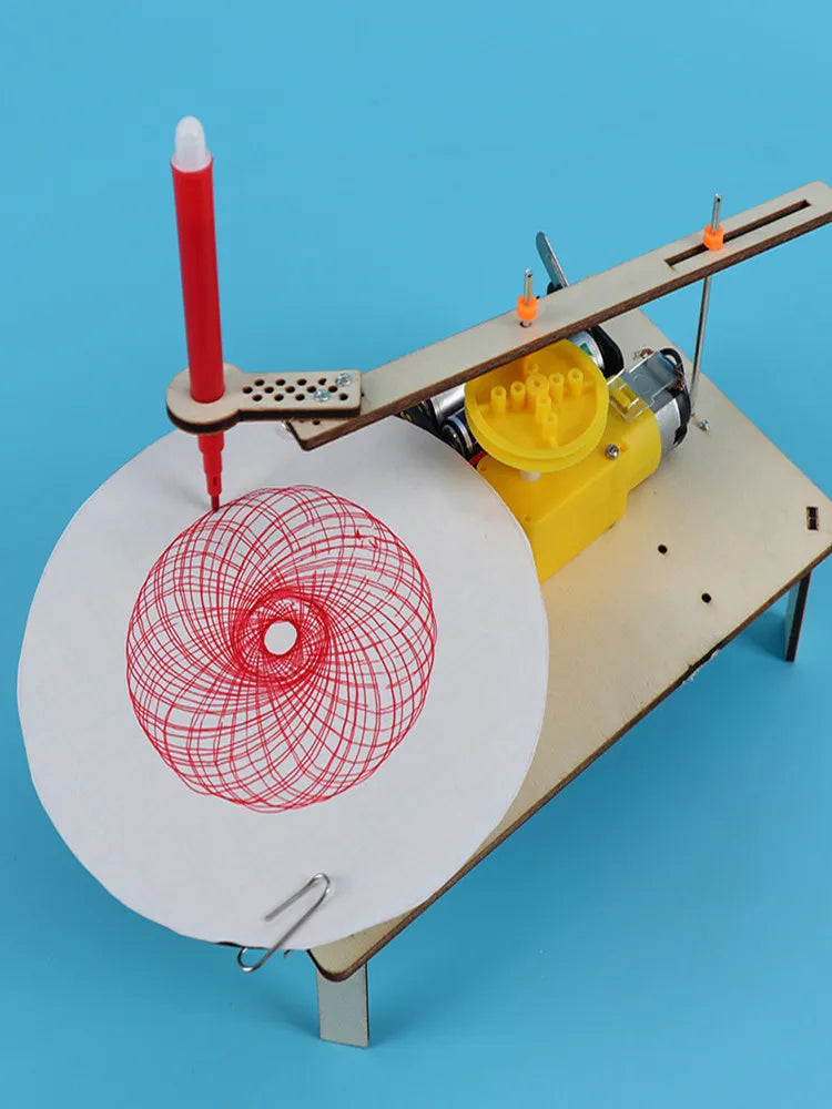 Wooden Electric Drawing Robot Kit for Kids - DIY Creative Assembled Art Plotter Science Experiment Toy