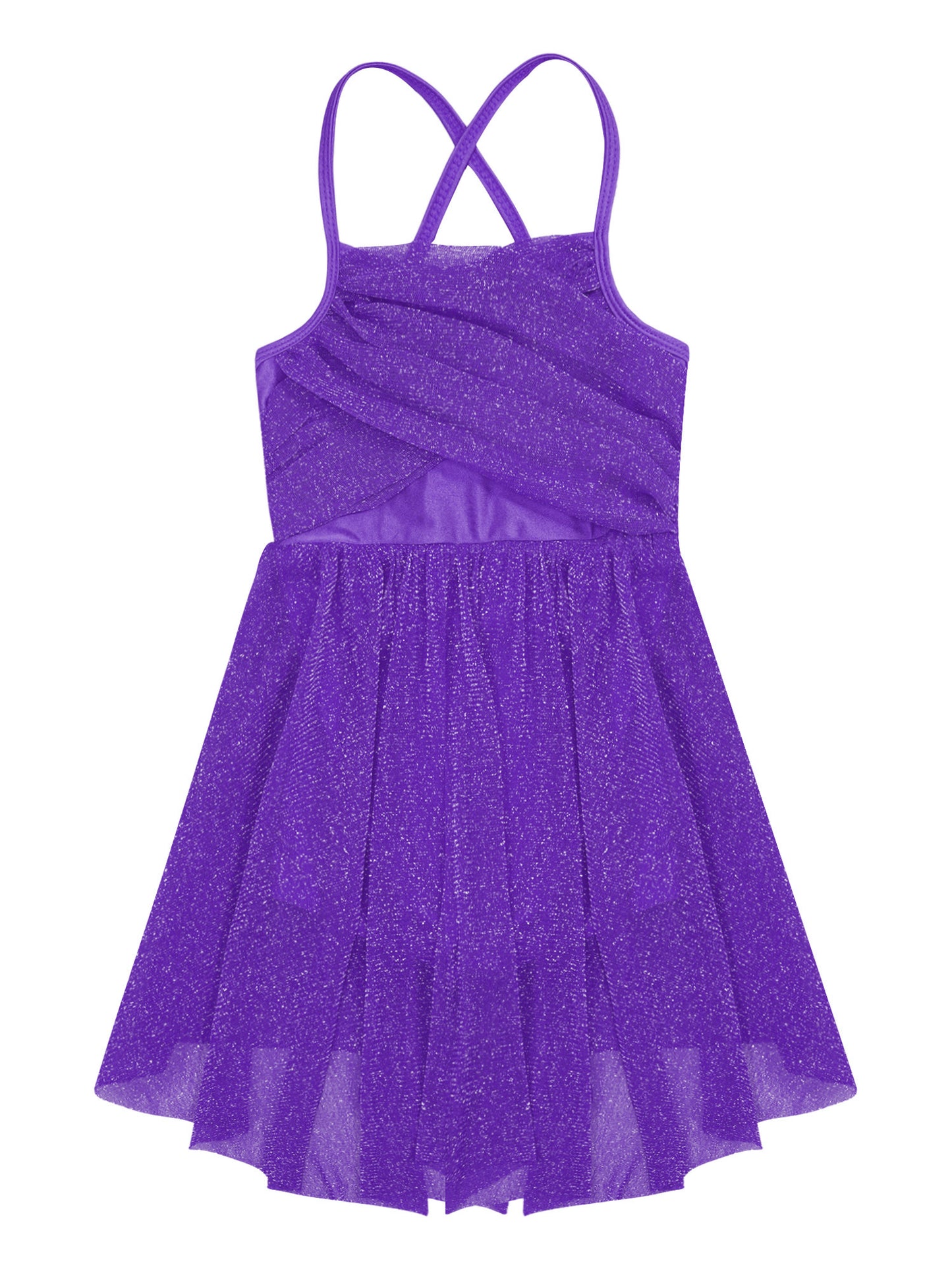 Lightweight Girls' Dance Dress - Flowy, Glittery Mesh, Ballet & Gymnastics Costume