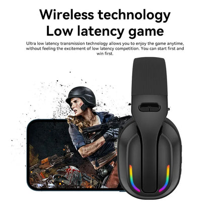 Gaming Headset Bluetooth 5.4 Wireless RGB Low Latency