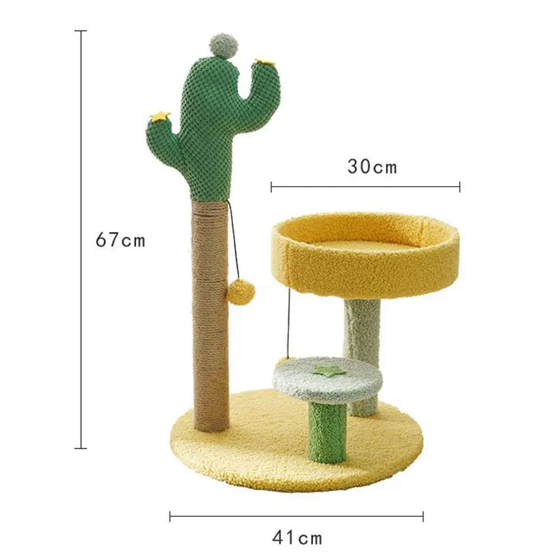Albero per Gatti Stile Cactus Torre in Sisal Tre Piani Tiragraffi Condo per Gatti Autunno 2025 Posti Accoglienti Regalo