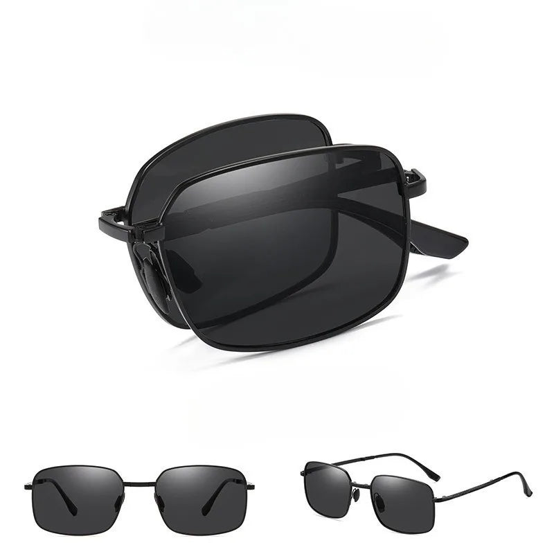 Gafas de sol polarizadas plegables Paquete de 2 Uso dual para conducción día y noche Montura cuadrada que cambia de color Tendencia primavera 2026