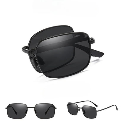 Gafas de sol polarizadas plegables Paquete de 2 Uso dual para conducción día y noche Montura cuadrada que cambia de color Tendencia primavera 2026