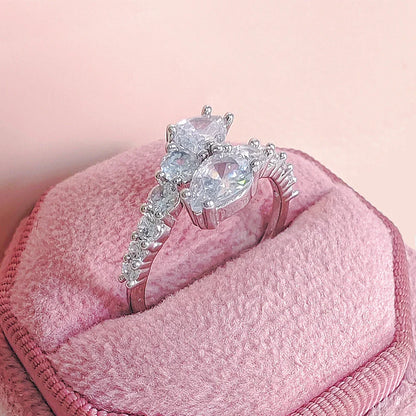 Verstelbare Cocktailring met Kubieke Zirkonia Valentijnscadeau 2026 Fonkelende Klauwzetting