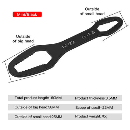 Adjustable Torx Wrench Tool Set - 8-22mm Double-Head Spanner for Home Tools and Repairs