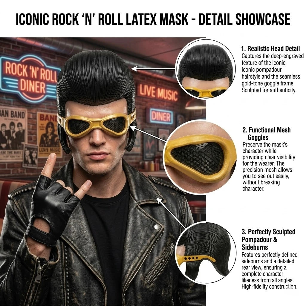 Elvis Presley Latex Half-Face Celebrity Cosplay Mask for Adults Halloween 2026