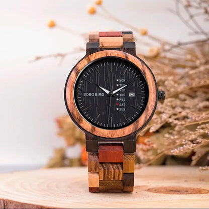 Wooden Couple Watches Handmade Quartz Date Unisex Display