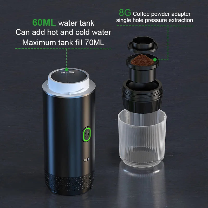 Portable Espresso Machine Wireless 3 In 1 Travel Car Camp