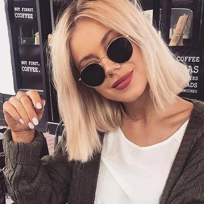 Vintage Small Round Sunglasses for Women - Classic Retro Mirror Fashion Shades Lunette De Soleil