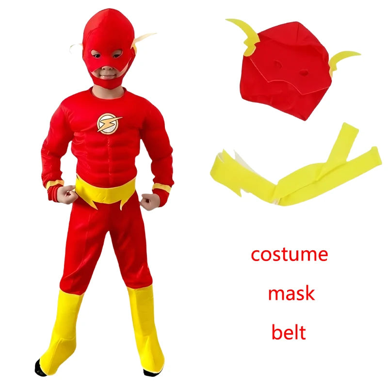 The Flash DC-superheldencosplaykostuum, gespierd pak met masker en riem voor volwassenen, Halloween-carnaval 2026