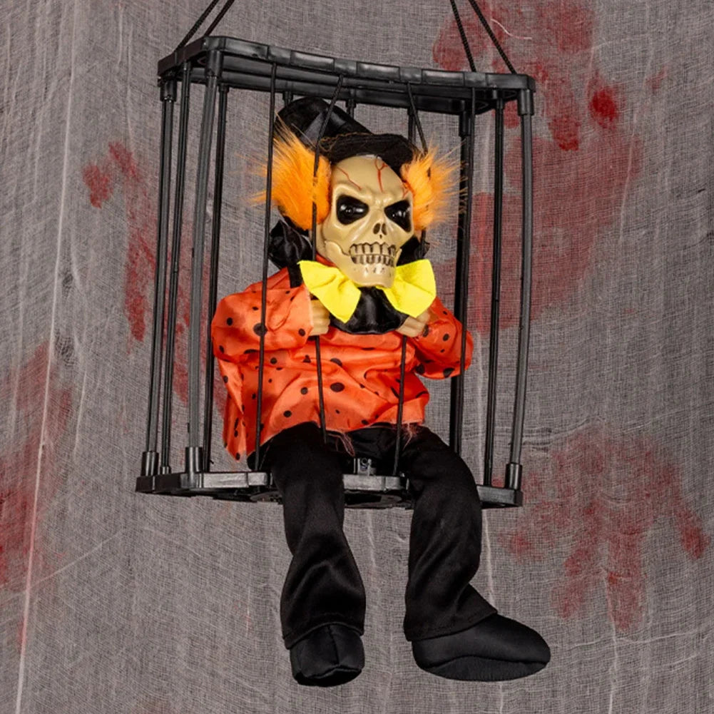 Halloween kraniedekoration hængbar fangebur rekvisit efterår 2025 uhyggelig indendørs hængende dekoration klar til ophængning