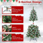 Artificial Pre-Lit Christmas Tree - Hinged Xmas Tree with 200 Warm-White LED Lights, 8 Lighting Modes, 450 Lush Branch Tips