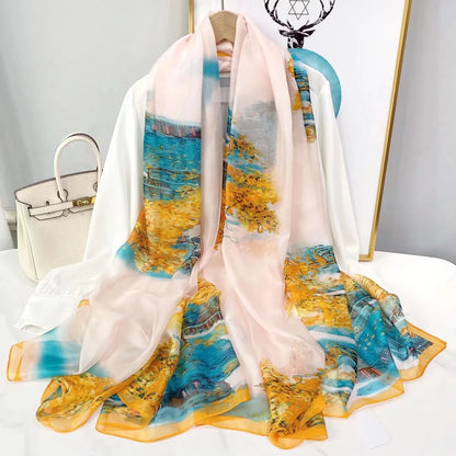 Lightweight Flowy Women’s Silk Scarf - Long Sheer Wrap