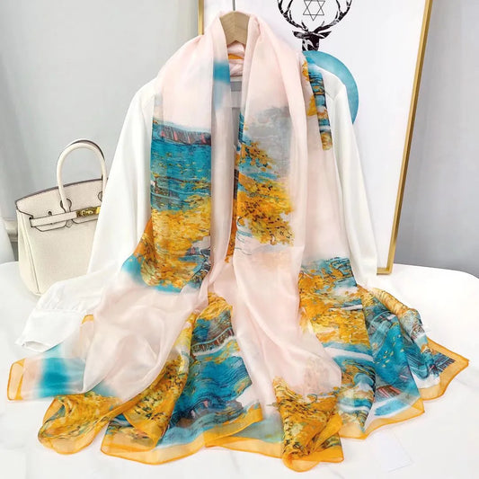 Lightweight Flowy Women’s Silk Scarf - Long Sheer Wrap