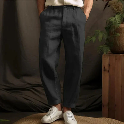 Lente Zomer Casual Linnen Broeken voor Mannen - Ademend Losse Pasvorm Vintage Rechte Broek