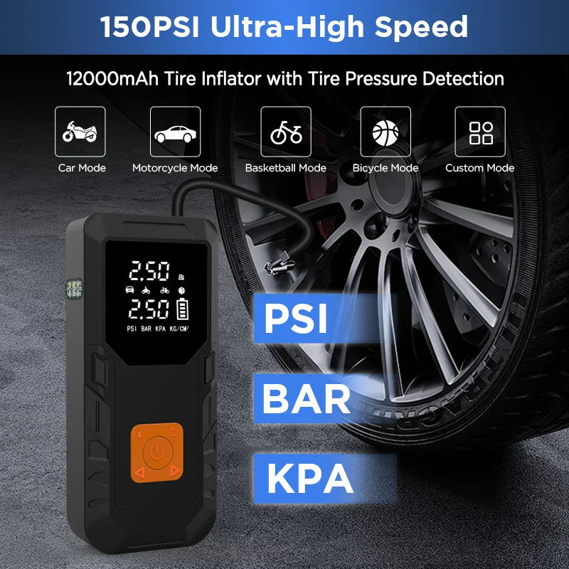 Auto Starthilfe 4-in-1 Tragbare Powerbank Luftkompressor Schnellladung 12V Notfallstarter Herbst 2025 Geschenk