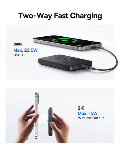 Qi2 Magnetic Power Bank 10000mAh – 15W Wireless & 22.5W USB-C Charging for iPhone & Samsung 2026