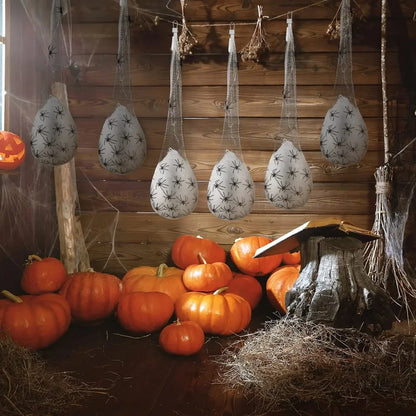Edderkoppe Lys Hængende Æggesække - Glødende Halloween Dekoration 2025 Indendørs Udendørs Uhyggelig Fest Accent