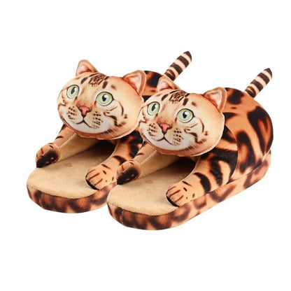 Weiche, gemütliche Damenplüschhausschuhe mit Katzen-Gesicht – Katzen-Gesicht Design, Plüsch-Obermaterial, EVA-Sohle, Hausschuhe für den Winter